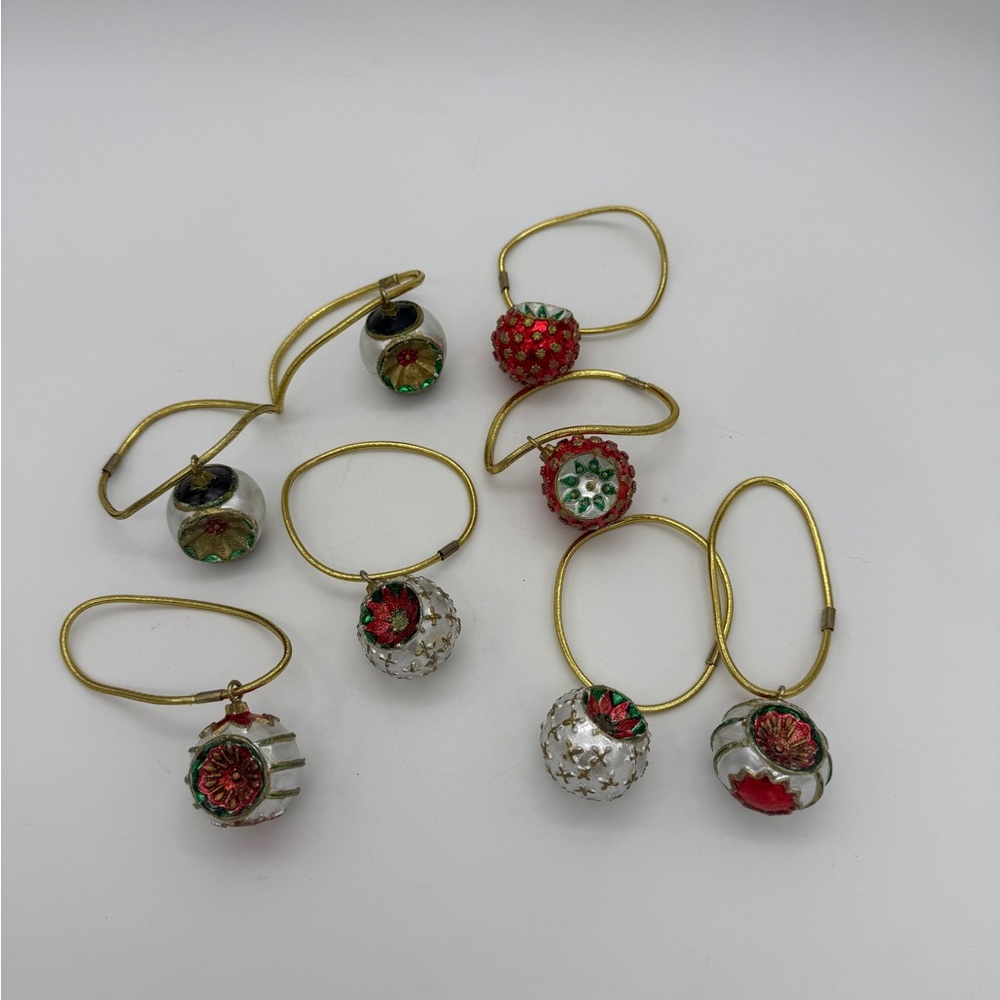 Vtg. Boston Warehouse Christmas Holiday Opulent Ornaments Napkin Charmers 8pc.